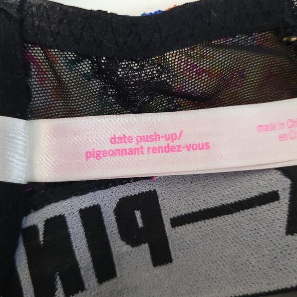 PINK Victoria's Secret Date Push-Up Bra Lace Floral Racerback Front Clasp 32C - Picture 8 of 10
